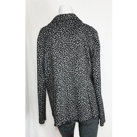 MARC BOUWER Asymmetrical Zipper Leopard Knit Jacket - Picture 4 of 7
